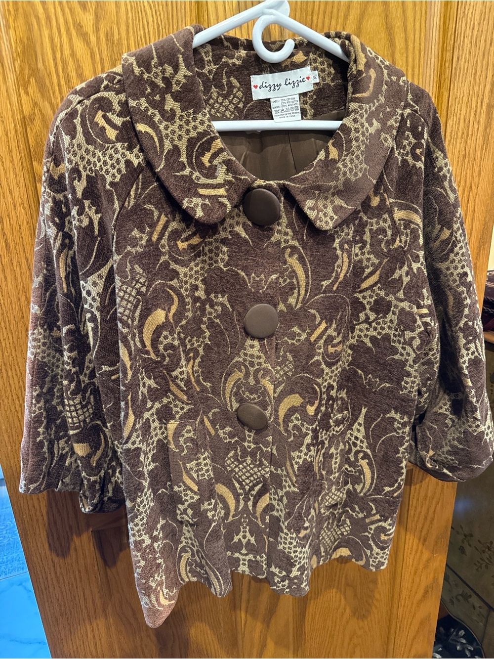 dizzy lizzie Brown Printed Button-Front Women's Jacket